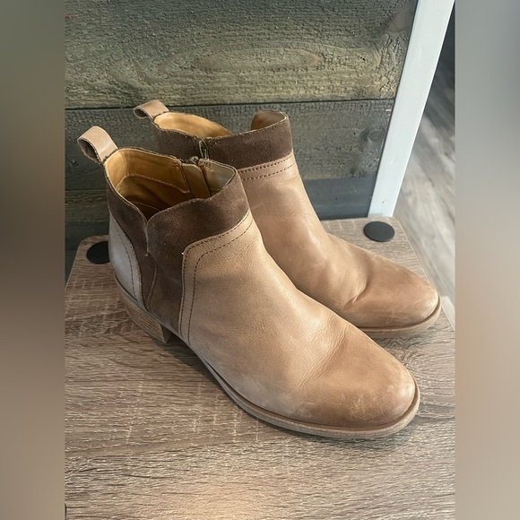 Korks Leather and Suede Zipper Booties Nude Tan Size 6.5 - Picture 8 of 14